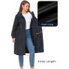 imageSaphiRose Womens Long Rain Jacket Waterproof Lightweight Hooded Raincoat Packable Knee Length Rain coatBlack