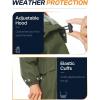 imageSaphiRose Womens Long Rain Jacket Waterproof Lightweight Hooded Raincoat Packable Knee Length Rain coatGreen