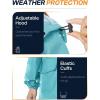 imageSaphiRose Womens Long Rain Jacket Waterproof Lightweight Hooded Raincoat Packable Knee Length Rain coatLightblue