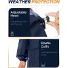 imageSaphiRose Womens Long Rain Jacket Waterproof Lightweight Hooded Raincoat Packable Knee Length Rain coatNavy
