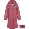 imageSaphiRose Womens Long Rain Jacket Waterproof Lightweight Hooded Raincoat Packable Knee Length Rain coatPink