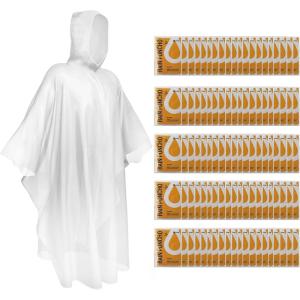 imageSaphiRose Disposable Rain Ponchos Emergency Clear Poncho100 Pack Adult