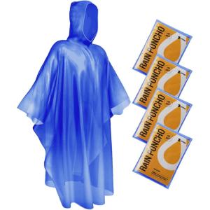imageSaphiRose Disposable Rain Ponchos Emergency Clear PonchoBlue 4 Pack Adult