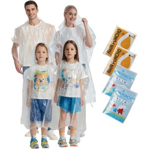 imageSaphiRose Disposable Rain Ponchos Emergency Clear PonchoClear 4 Pack Family