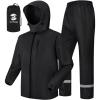imageSaphiRose Mens Waterproof Rain Suit 2pcsset Packable Rain Gear for Golf Motorcycle FishingBlackReflective Strip