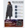 imageSaphiRose Womens Waterproof Rain Jacket with Fleece Lining Hooded Windbreaker Long Warm Outdoor Softshell CoatDark Grey