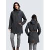 imageSaphiRose Womens Waterproof Rain Jacket with Fleece Lining Hooded Windbreaker Long Warm Outdoor Softshell CoatDark Grey