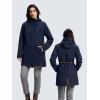imageSaphiRose Womens Waterproof Rain Jacket with Fleece Lining Hooded Windbreaker Long Warm Outdoor Softshell CoatNavy