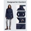 imageSaphiRose Womens Waterproof Rain Jacket with Fleece Lining Hooded Windbreaker Long Warm Outdoor Softshell CoatNavy