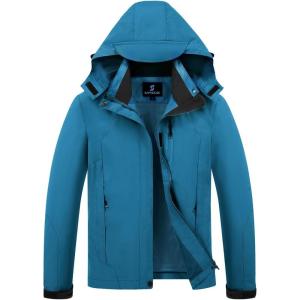 imageWomens Waterproof Rain jacket Lightweight Active Outdoor Raincoat with Removable HoodDeep Blue