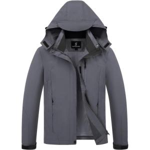 imageWomens Waterproof Rain jacket Lightweight Active Outdoor Raincoat with Removable HoodGrey