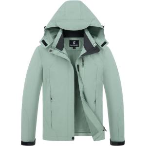 imageWomens Waterproof Rain jacket Lightweight Active Outdoor Raincoat with Removable HoodMint Green