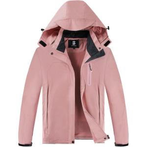 imageWomens Waterproof Rain jacket Lightweight Active Outdoor Raincoat with Removable HoodPink02