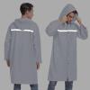 imageMens Long Hooded Safety Rain Jacket Waterproof Emergency Raincoat PonchoGrey