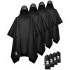 imageSaphiRose Hooded Rain Poncho Waterproof Raincoat Jacket for Men Women AdultsBlack 4 Pack