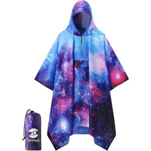 imageSaphiRose Extra Thick Hooded Rain Poncho Double Layer Waterproof Raincoat Jacket for Men Women AdultsUniverse