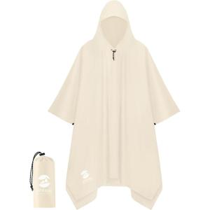 imageSaphiRose Hooded Rain Poncho Waterproof Raincoat Jacket for Men Women AdultsWhite