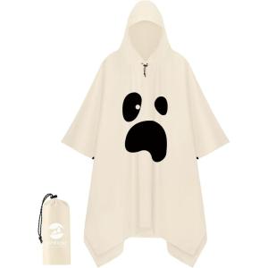 imageSaphiRose Hooded Rain Poncho Waterproof Raincoat Jacket for Men Women AdultsWhite Ghost