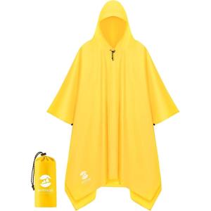 imageSaphiRose Hooded Rain Poncho Waterproof Raincoat Jacket for Men Women AdultsYellow