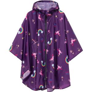 imageSaphiRose Lightweight Kids Rain Poncho Waterproof Jacket Zipper Up Rain CoatRainbow Pony