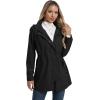 imageSaphiRose Womens Long Rain Jacket Waterproof Rain Coat with Hood Outdoor Light Raincoats WindbreakerBlack