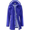 imageSaphiRose Womens Long Rain Jacket Waterproof Rain Coat with Hood Outdoor Light Raincoats WindbreakerBlue