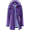imageSaphiRose Womens Long Rain Jacket Waterproof Rain Coat with Hood Outdoor Light Raincoats WindbreakerPurple