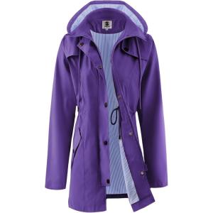 imageSaphiRose Womens Long Rain Jacket Waterproof Rain Coat with Hood Outdoor Light Raincoats WindbreakerPurple