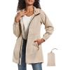 image:imageSaphiRose Womens Long Packable Raincoat Waterproof Rain Jacket Lightweight Outdoor Windbreaker with HoodBeige