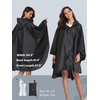 image:imageSaphiRose Unisex Rain Poncho Waterproof Raincoat Hooded for Adults Women with PocketsBlack