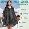 image:imageSaphiRose Unisex Rain Poncho Waterproof Raincoat Hooded for Adults Women with PocketsBlack Point