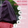 image:imageSaphiRose Unisex Rain Poncho Waterproof Raincoat Hooded for Adults Women with PocketsGradient Burgundy