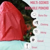 image:imageSaphiRose Unisex Rain Poncho Waterproof Raincoat Hooded for Adults Women with PocketsGradient Green Red