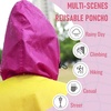 image:imageSaphiRose Unisex Rain Poncho Waterproof Raincoat Hooded for Adults Women with PocketsGradient Yellowrose Red