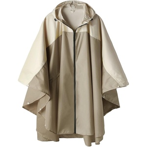 image:imageSaphiRose Unisex Rain Poncho Waterproof Raincoat Hooded for Adults Women with PocketsAkhakiwhite
