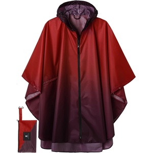 image:imageSaphiRose Unisex Rain Poncho Waterproof Raincoat Hooded for Adults Women with PocketsGradient Burgundy