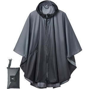 image:imageSaphiRose Unisex Rain Poncho Waterproof Raincoat Hooded for Adults Women with PocketsGradient Grey
