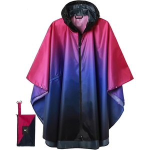image:imageSaphiRose Unisex Rain Poncho Waterproof Raincoat Hooded for Adults Women with PocketsGradient Purpleblack