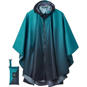 image:imageSaphiRose Unisex Rain Poncho Waterproof Raincoat Hooded for Adults Women with PocketsGradient Teal