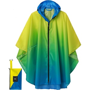 image:imageSaphiRose Unisex Rain Poncho Waterproof Raincoat Hooded for Adults Women with PocketsGradient Yellowblue
