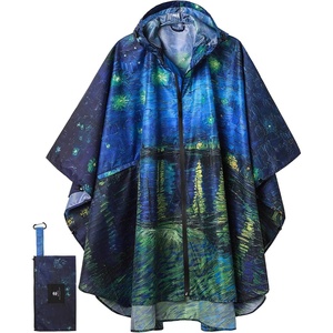 image:imageSaphiRose Unisex Rain Poncho Waterproof Raincoat Hooded for Adults Women with PocketsStarry Night Over the Rhone