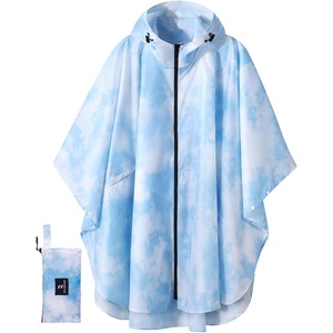 image:imageSaphiRose Unisex Rain Poncho Waterproof Raincoat Hooded for Adults Women with PocketsTiedye Blue