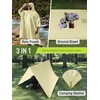 image:imageSaphiRose Extra Thick Hooded Rain Poncho Double Layer Waterproof Raincoat Jacket for Men Women AdultsBeige