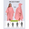 image:imageSaphiRose Extra Thick Hooded Rain Poncho Double Layer Waterproof Raincoat Jacket for Men Women AdultsPink Pause