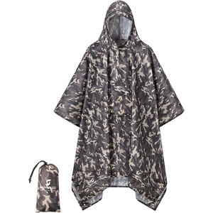 image:imageSaphiRose Extra Thick Hooded Rain Poncho Double Layer Waterproof Raincoat Jacket for Men Women AdultsBrown Camouflage