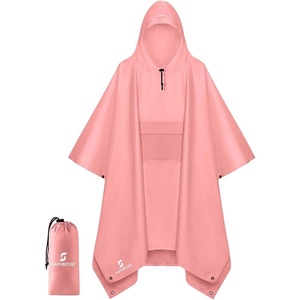image:imageSaphiRose Extra Thick Hooded Rain Poncho Double Layer Waterproof Raincoat Jacket for Men Women AdultsPink Pause