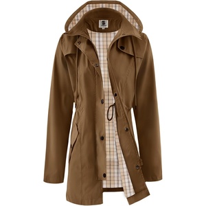 image:imageSaphiRose Womens Long Rain Jacket Waterproof Rain Coat with Hood Outdoor Light Raincoats WindbreakerBrownPlaid