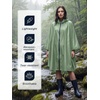 image:imageSaphiRose Lightweight Waterproof Rain Poncho for Adults with Hood Portable Rainwear for OutdoorLight Green