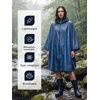 image:imageSaphiRose Lightweight Waterproof Rain Poncho for Adults with Hood Portable Rainwear for OutdoorNavy