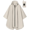 image:imageSaphiRose Lightweight Waterproof Rain Poncho for Adults with Hood Portable Rainwear for OutdoorBeige
